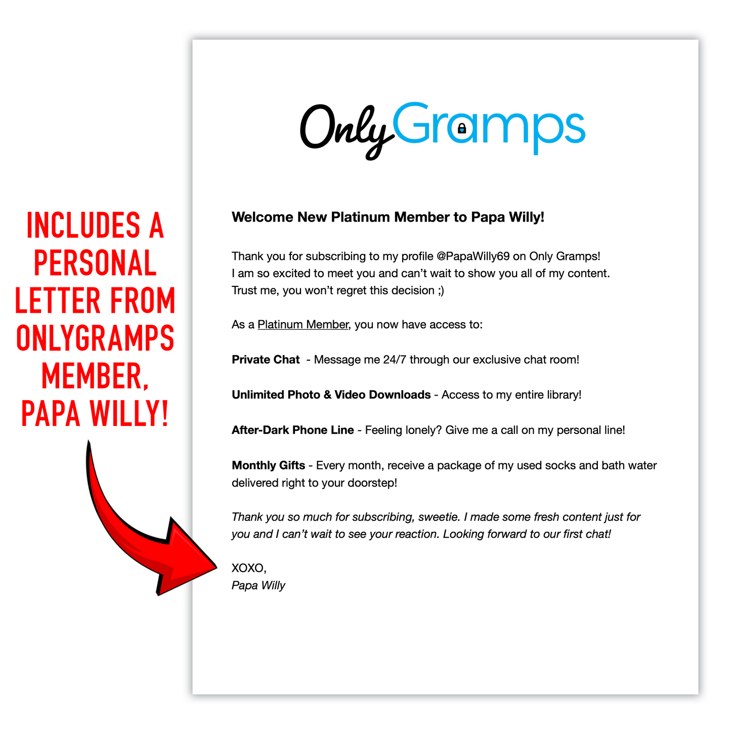 Prank Mail - Only Gramps Subscription, Real Receipt & Letter Inside, Anonymous Revenge Mailer, Gag Gift