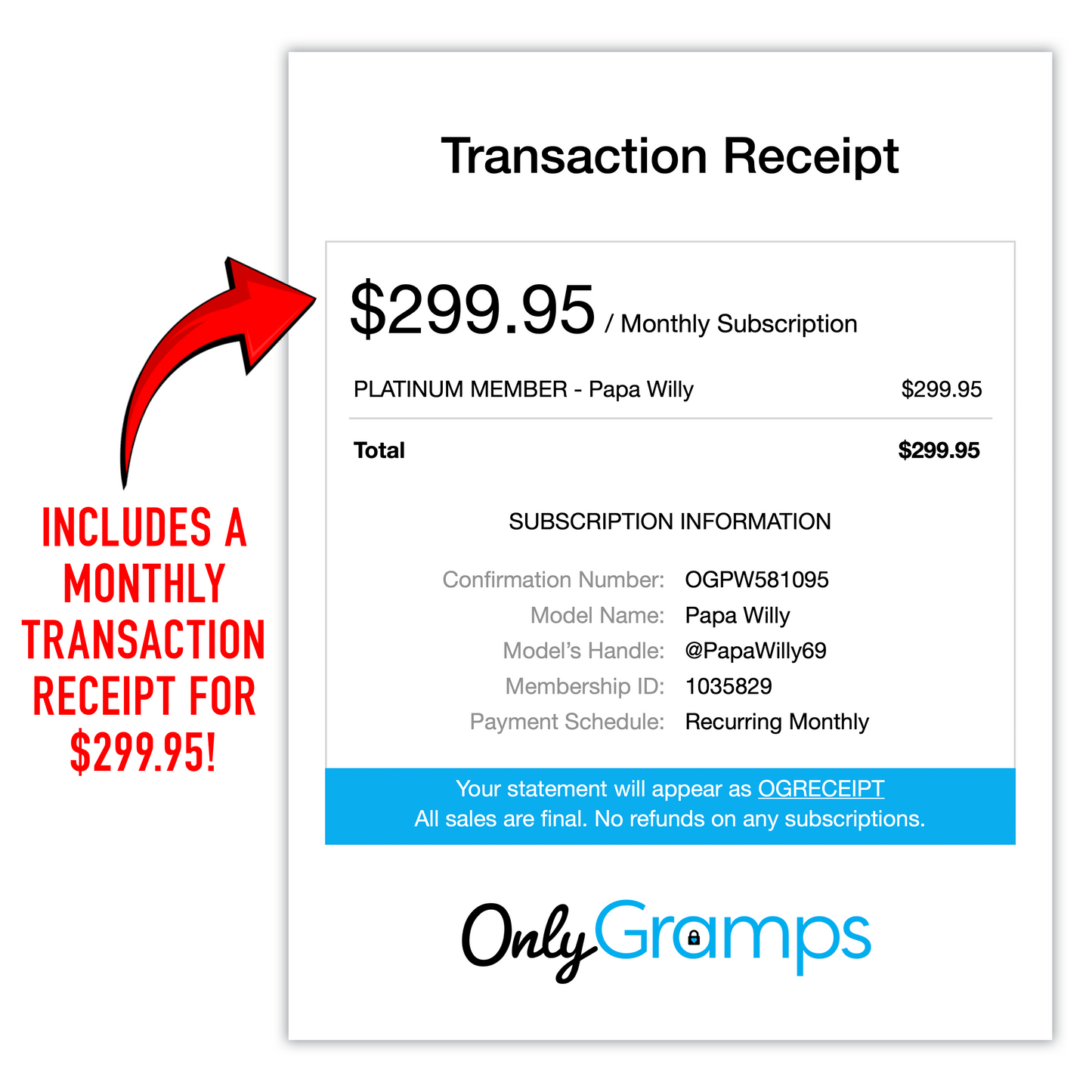 Prank Mail - Only Gramps Subscription, Real Receipt & Letter Inside, Anonymous Revenge Mailer, Gag Gift