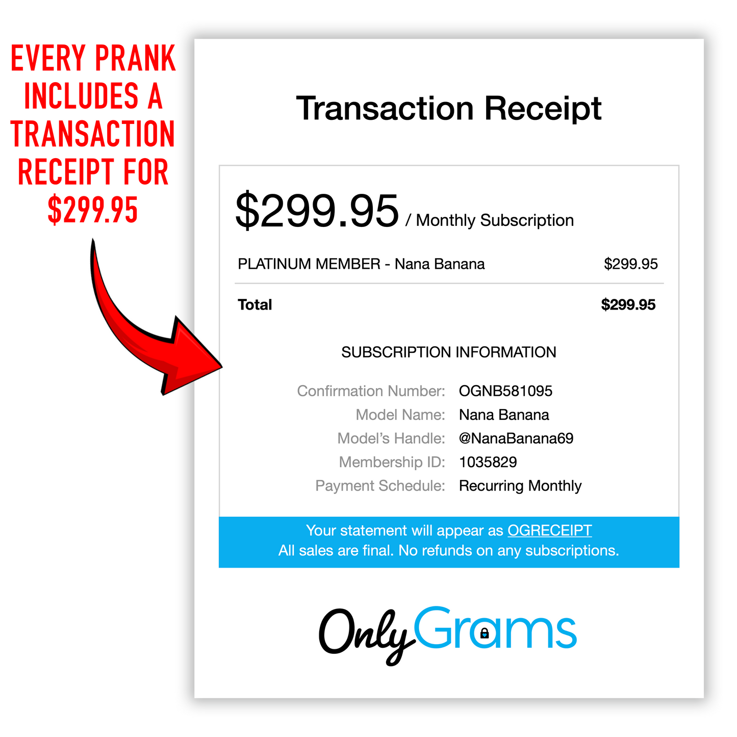 Only Grams Prank Mailer - Embarrassing & Anonymous Gag Gift, Mailed To Your Recipient's Mailbox