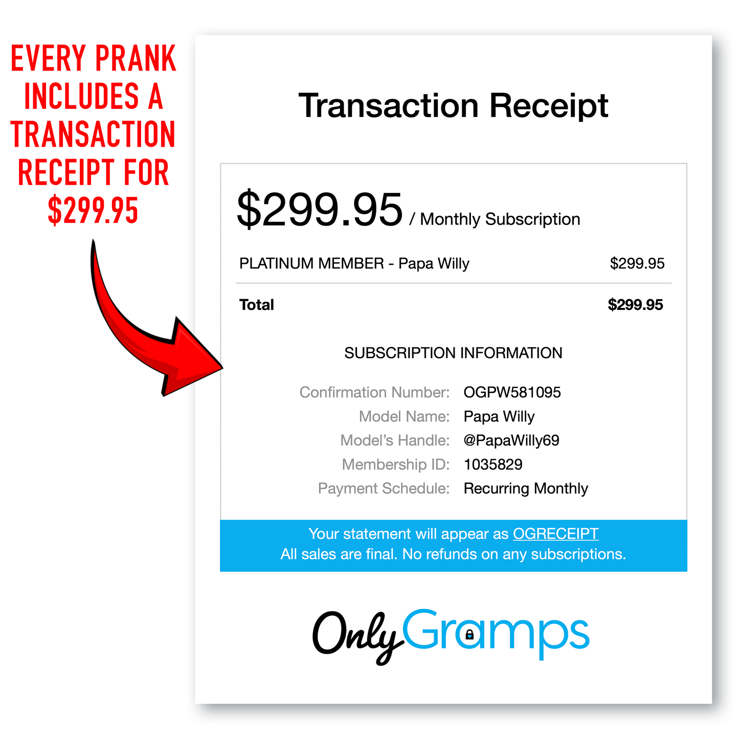Only Gramps Prank Mailer - Embarrassing & Anonymous Gag Gift, Mailed To Your Recipient's Mailbox
