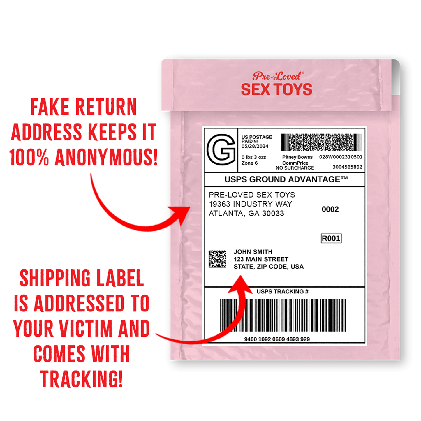 Pre-Loved Sex Toy Prank Mailer - Embarrassing & Anonymous Gag Gift, Mailed To Your Recipient's Mailbox